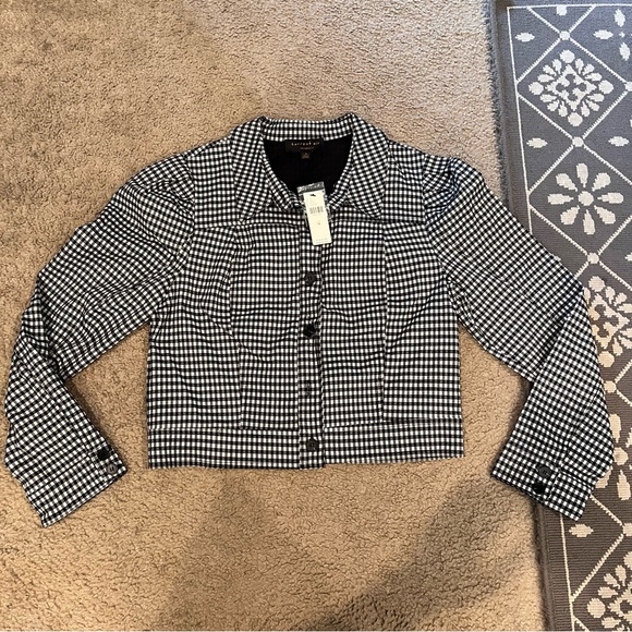 NWT Current Air/Anthropologie Cropped Gingham Jacket - Picture 2 of 4